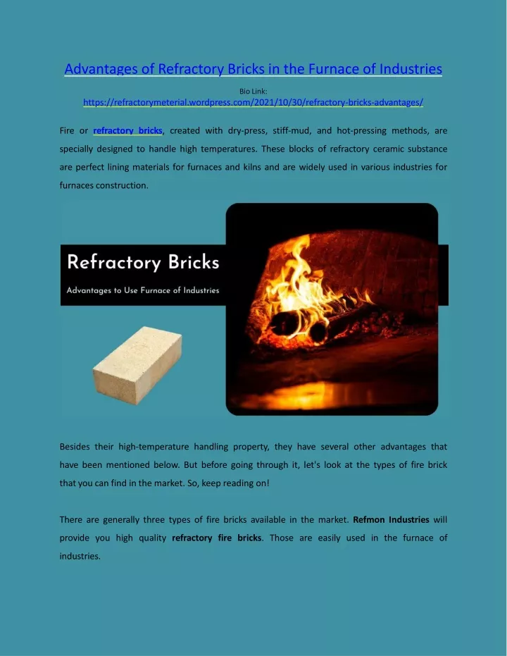 advantages of refractory bricks in the furnace