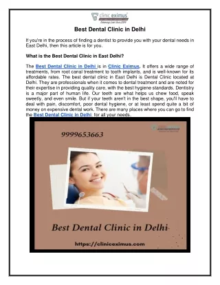 Get the  Best Dental Clinic in Delhi