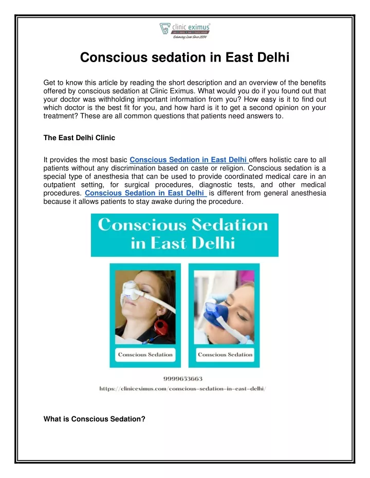 conscious sedation in east delhi