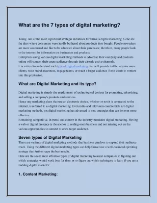 What are the 7 types of digital marketing?