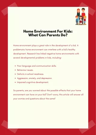 Home Environment For Kids What Can Parents Do?