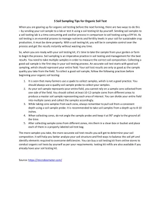 5 soil sampling tips for organic soil test