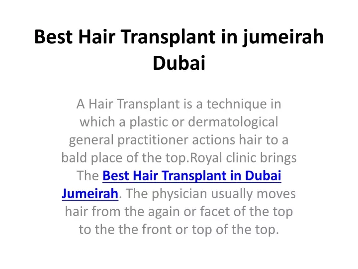 best hair transplant in jumeirah dubai