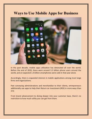 ways to use mobile apps for business