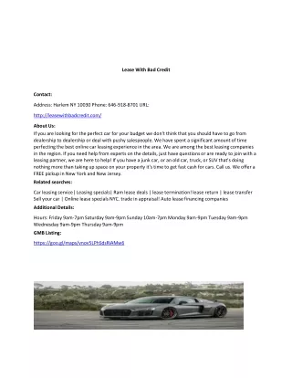 Lease With Bad Credit