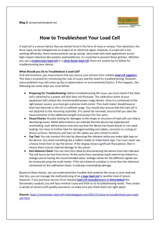 How to Troubleshoot Your Load Cell