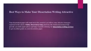 best ways to make y our dissertation writing a ttractive