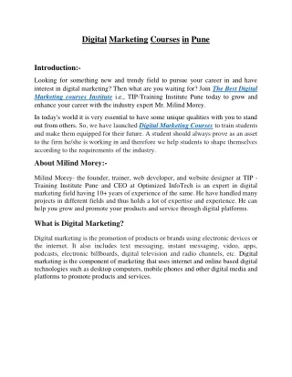 Digital Marketing Courses in Pune.