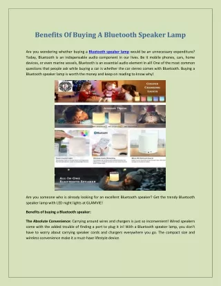 Benefits Of Buying A Bluetooth Speaker Lamp