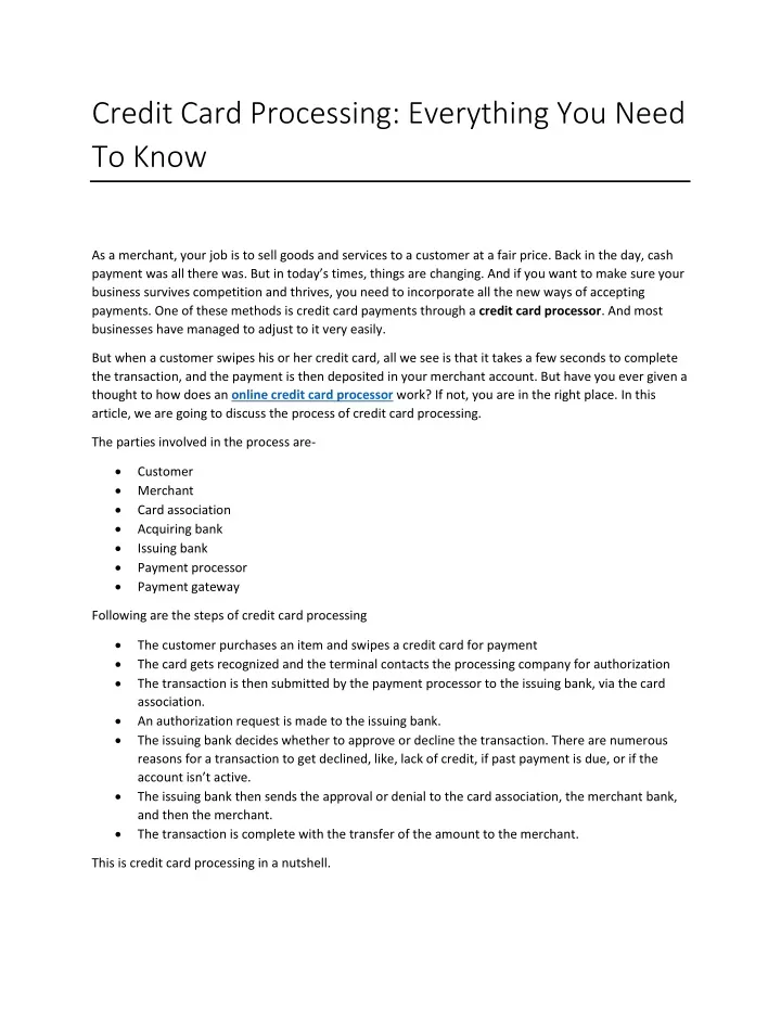credit card processing everything you need to know