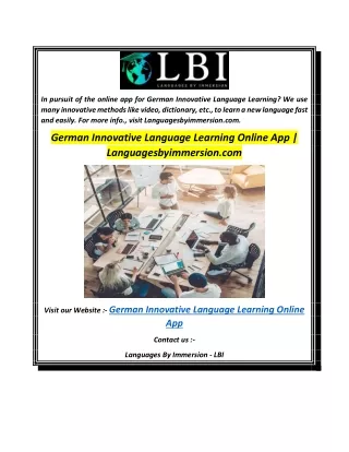 German Innovative Language Learning Online App  Languagesbyimmersion.com