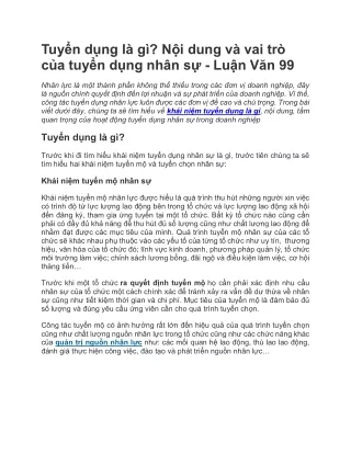 Tuyển dụng là gì Nội dung và vai trò của tuyển dụng nhân sự - Luận Văn 99