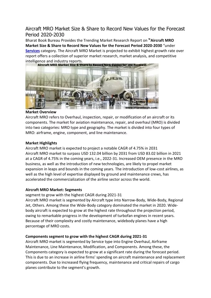 aircraft mro market size share to record