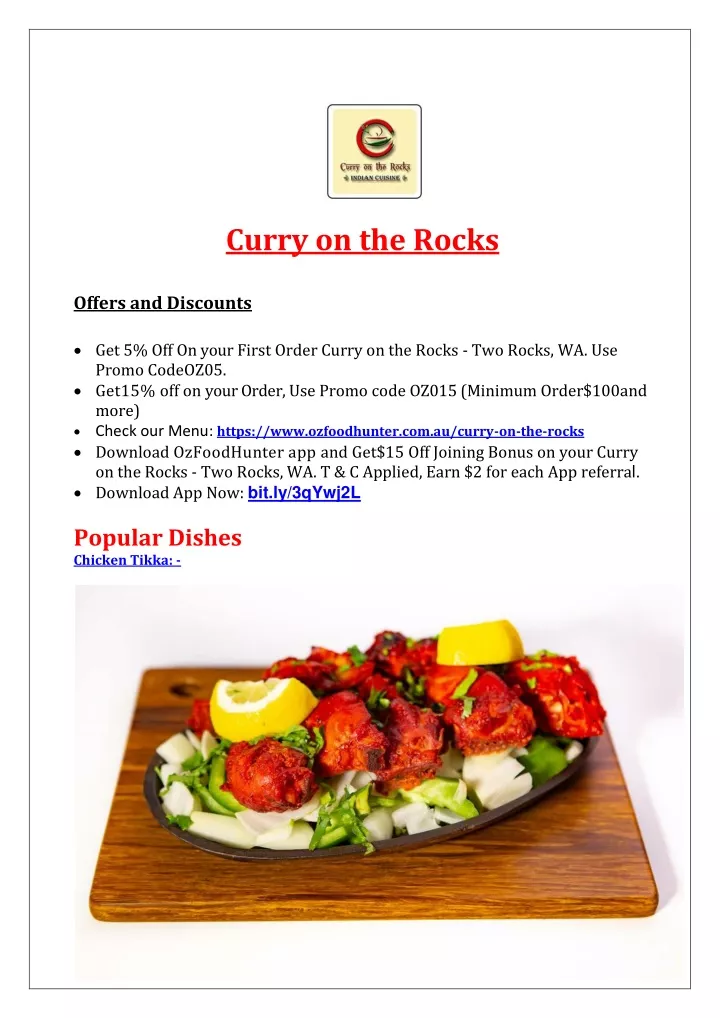 curry on the rocks offers and discounts