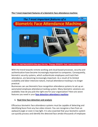 The 7 most important features of a biometric face attendance machine