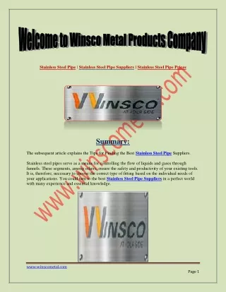 Stainless Steel Pipe ,Stainless Steel Pipe Suppliers,Stainless Steel Pipe Prices at www.winscometal.com