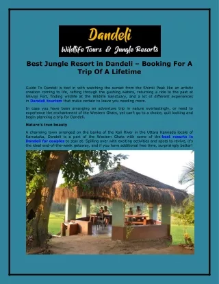 Best Jungle Resort in Dandeli – Booking For A Trip Of A Lifetime