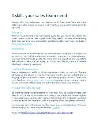 4 skills your sales team need