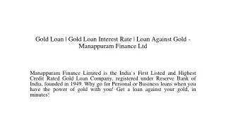 Gold Loan | Gold Loan Interest Rate | Loan Against Gold - Manappuram Finance Ltd