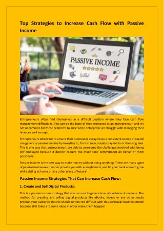 Top Strategies to Increase Cash Flow with Passive Income