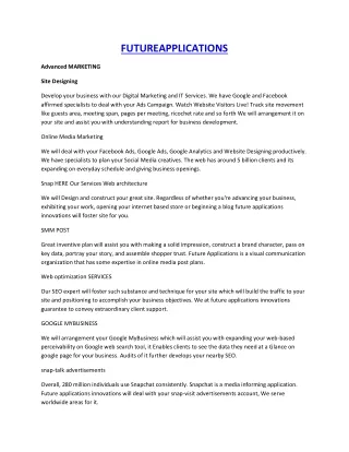 Future Applications Technologies