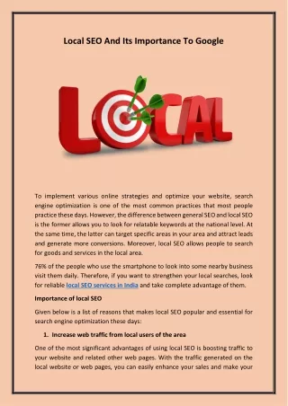 local seo and its importance to google