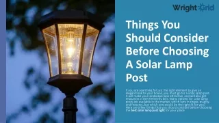Things You Should Consider Before Choosing A Solar Lamp Post