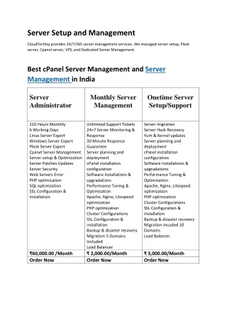 server setup and management