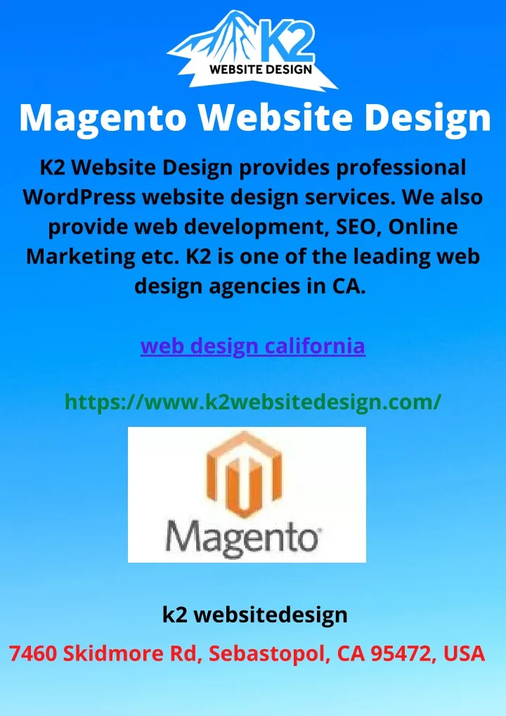 magento website design k2 website design provides