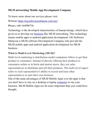 mlm networking mobile app development company