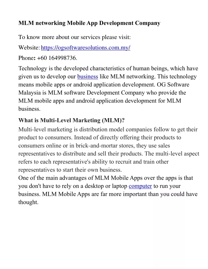 mlm networking mobile app development company