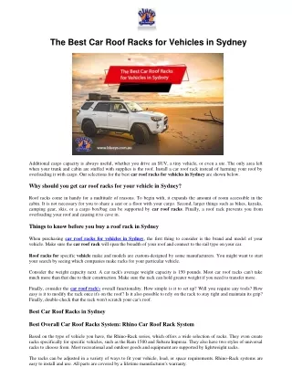 The Best Car Roof Racks for Vehicles in Sydney