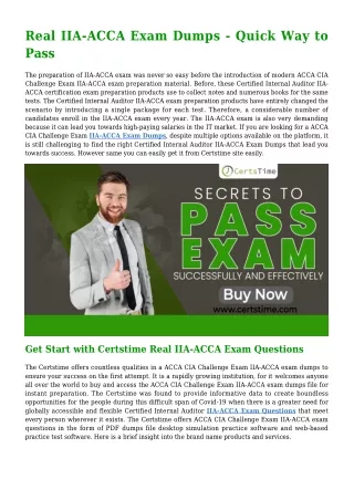 Try Real IIA-ACCA Dumps PDF [2021] And Get Success Easily 
