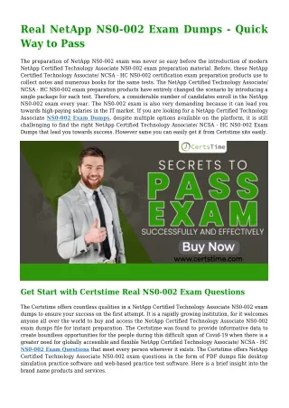 Get Success With Real NetApp NS0-002 Dumps PDF [2021]