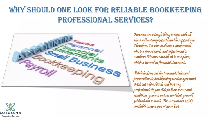 why should one look for reliable bookkeeping