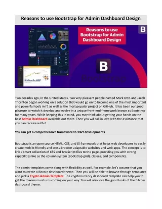 reasons to use bootstrap for admin dashboard
