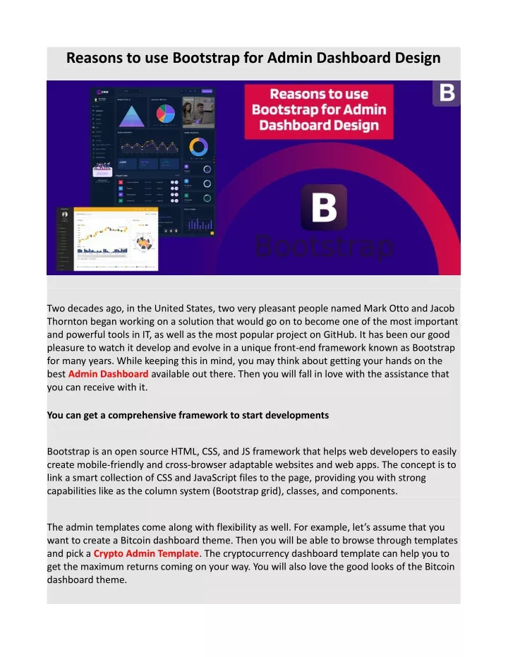 reasons to use bootstrap for admin dashboard