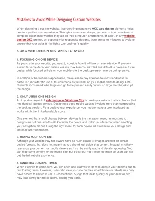 mistakes to avoid while designing custom websites