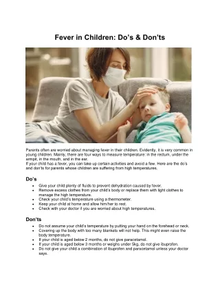 fever in children do s don ts