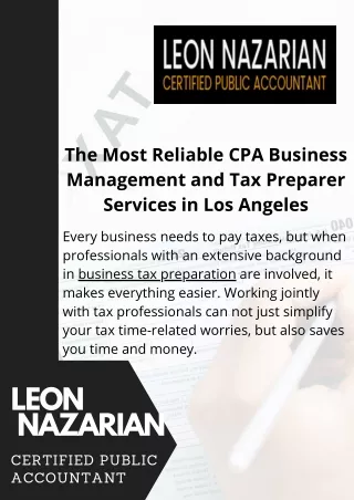The Most Reliable CPA Business Management and Tax Preparer Services in Los Angeles