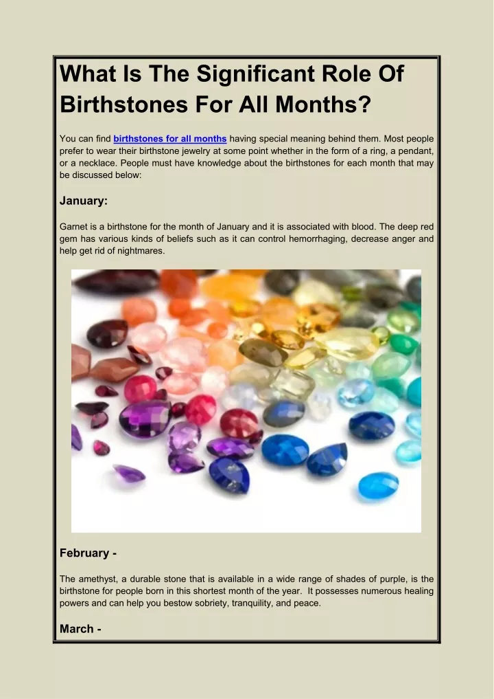 what is the significant role of birthstones