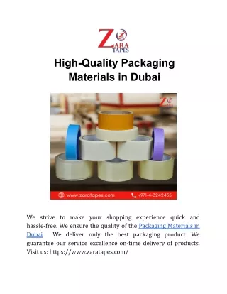 High Quality Packaging Materials in Dubai