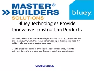 Bluey Technologies Provide Innovative construction Products