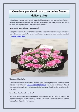Questions you should ask to an online flower delivery shop