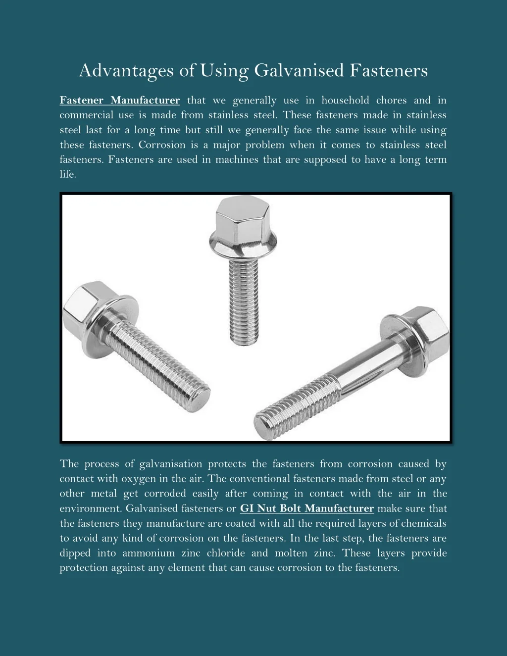 PPT - Advantages of Using Galvanised Fasteners PowerPoint Presentation ...