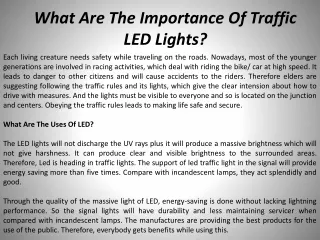 What Are The Importance Of Traffic LED Lights?