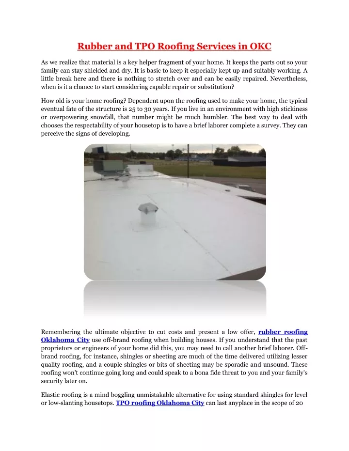 rubber and tpo roofing services in okc