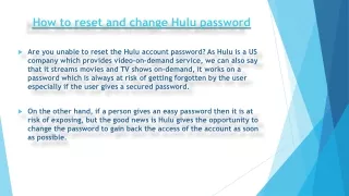 how to reset and change hulu password