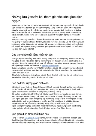Những lưu ý trước khi tham gia vào sàn giao dịch crypto