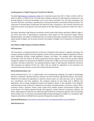 leading players in high frequency transformer